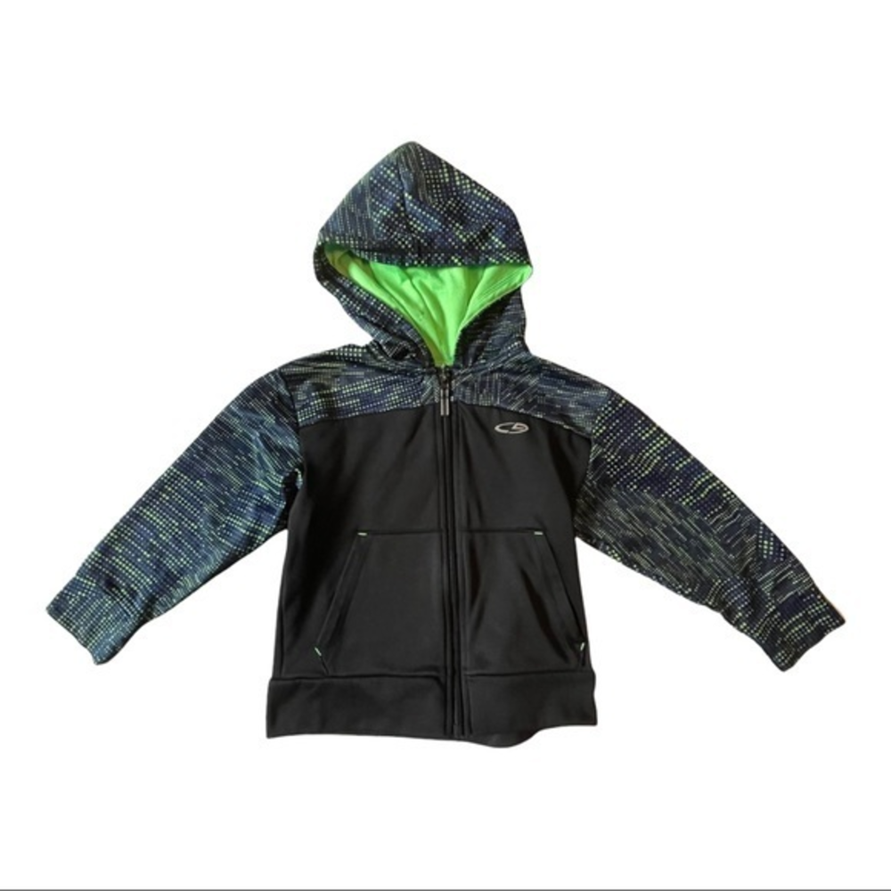 🐞Boys Champion Duo Dry X-Small 4-5 Green Black Hooded‎ Zip Up Front Jacket…